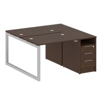 Metal System Quattro 5x5 50БО.РС-СТП-2.1 (Венге цаво/Серый) Рабочая станция на О-образном м/к с опорной тумбой