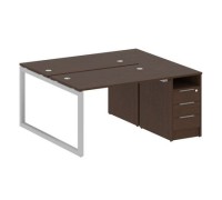 Метал Систем Куатро 5х5 50БО.РС-СТП-2.2 (Венге цаво/Серый) Рабочая станция на О-образном м/к с опорной тумбой