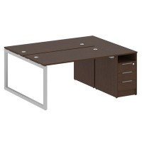 Metal System Quattro 5x5 50БО.РС-СТП-2.3 (Венге цаво/Серый) Рабочая станция на О-образном м/к с опорной тумбой