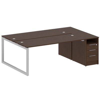 Metal System Quattro 5x5 50БО.РС-СТП-2.5 (Венге цаво/Серый) Рабочая станция на О-образном м/к с опорной тумбой