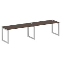 Metal System Quattro 5x5 50БО.СМ-2.4 (Венге цаво/Серый) Рабочая станция на 2 раб.места на О-образном м/к