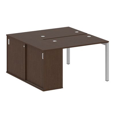 Metal System Quattro 5x5 50БП.РС-СШК-1.1 (Венге цаво/Серый) Рабочая станция на П-образном м/к с опорным шкафом-купе