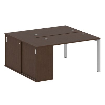 Metal System Quattro 5x5 50БП.РС-СШК-1.2 (Венге цаво/Серый) Рабочая станция на П-образном м/к с опорным шкафом-купе