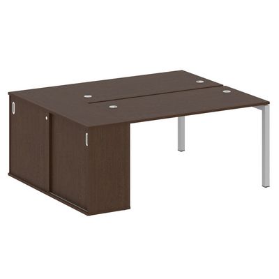 Metal System Quattro 5x5 50БП.РС-СШК-1.3 (Венге цаво/Серый) Рабочая станция на П-образном м/к с опорным шкафом-купе