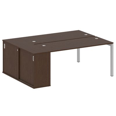 Metal System Quattro 5x5 50БП.РС-СШК-1.4 (Венге цаво/Серый) Рабочая станця на П-образном м/кя с опорным шкафом-купе