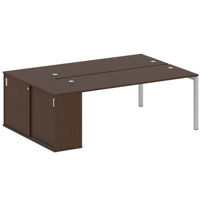 Metal System Quattro 5x5 50БП.РС-СШК-1.5 (Венге цаво/Серый) Рабочая станция на П-образном м/к с опорным шкафом-купе