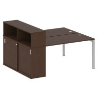 Metal System Quattro 5x5 50БП.РС-СШК-2.3 (Венге цаво/Серый) Рабочая станция на П-образном м/кс опорным шкафом-купе