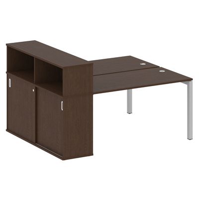 Metal System Quattro 5x5 50БП.РС-СШК-2.3 (Венге цаво/Серый) Рабочая станция на П-образном м/кс опорным шкафом-купе