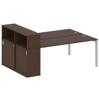 Metal System Quattro 5x5 50БП.РС-СШК-2.5 (Венге цаво/Серый) Рабочая станция на П-образном м/к с опорным шкафом-купе