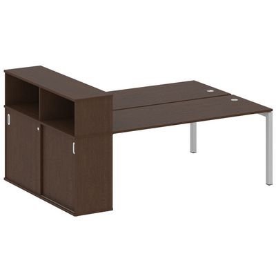 Metal System Quattro 5x5 50БП.РС-СШК-2.5 (Венге цаво/Серый) Рабочая станция на П-образном м/к с опорным шкафом-купе