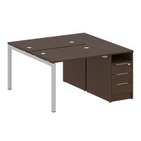 Metal System Quattro 5x5 50БП.РС-СТП-2.1 (Венге цаво/Серый) Рабочая станция на П-образном м/к с опорной тумбой