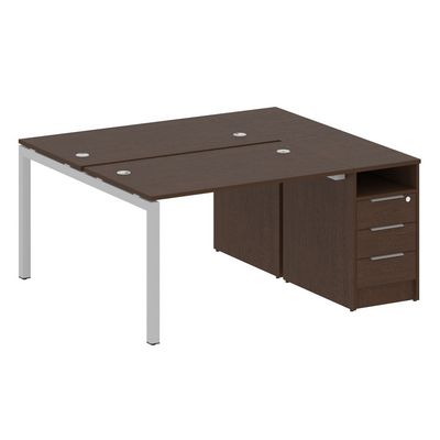 Metal System Quattro 5x5 50БП.РС-СТП-2.2 (Венге цаво/Серый) Рабочая станция на П-образном м/к с опорной тумбой