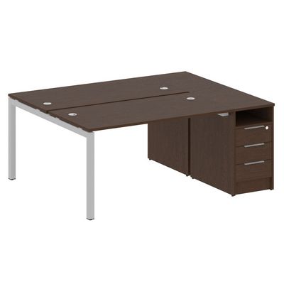 Metal System Quattro 5x5 50БП.РС-СТП-2.3 (Венге цаво/Серый) Рабочая станция на П-образном м/к с опорной тумбой