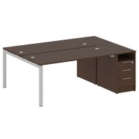 Metal System Quattro 5x5 50БП.РС-СТП-2.4 (Венге цаво/Серый) Рабочая станция на П-образном м/к с опорной тумбой