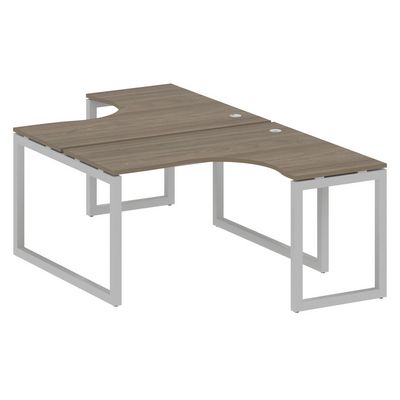 Metal System Quattro 5x5 50БО.РАС-СА-2.3 (Вяз благородный/Серый) Рабочая станция криволинейная на О-образном м/к