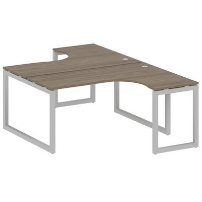 Metal System Quattro 5x5 50БО.РАС-СА-2.4 (Вяз благородный/Серый) Рабочая станция криволинейная на О-образном м/к