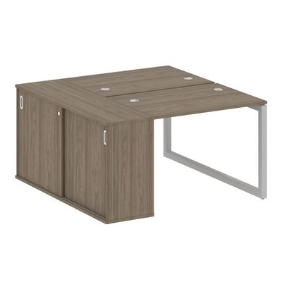 Metal System Quattro 5x5 50БО.РС-СШК-1.1 (Вяз благородный/Серый) Рабочая станция на О-образном м/к с опорным шкафом-купе