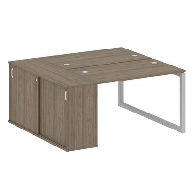 Metal System Quattro 5x5 50БО.РС-СШК-1.2 (Вяз благородный/Серый) Рабочая станция на О-образном м/к с опорным шкафом-купе