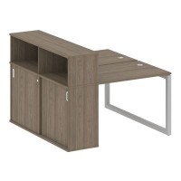 Metal System Quattro 5x5 50БО.РС-СШК-2.1 (Вяз благородный/Серый) Рабочая станция на О-образном м/к с опорным шкафом-купе