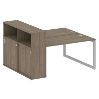 Metal System Quattro 5x5 50БО.РС-СШК-2.3 (Вяз благородный/Серый) Рабочая станция на О-образном м/к с опорным шкафом-купе