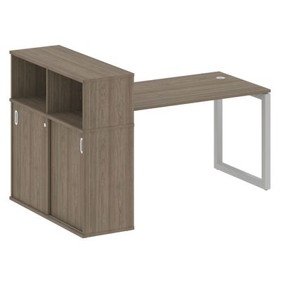 Metal System Quattro 5x5 50БО.РС-СШК-3.3 (Вяз благородный/Серый) Стол письменный на О-образном м/к с опорным шкафом-купе