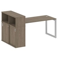 Metal System Quattro 5x5 50БО.РС-СШК-3.4 (Вяз благородный/Серый) Стол письменный на О-образном м/к с опорным шкафом-купе