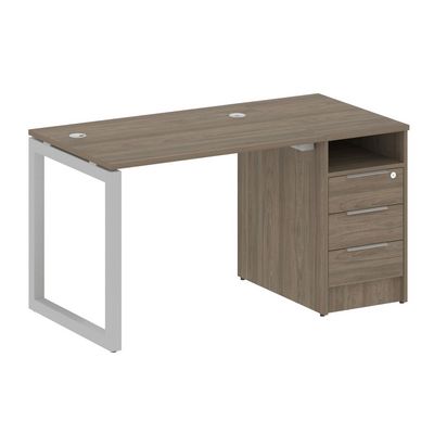 Metal System Quattro 5x5 50БО.РС-СТП-1.1 (Вяз благородный/Серый) Рабочая станция на О-образном м/к с опорной тумбой