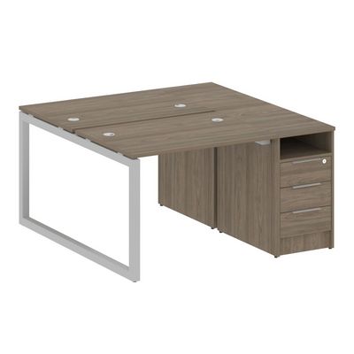 Metal System Quattro 5x5 50БО.РС-СТП-2.1 (Вяз благородный/Серый) Рабочая станция на О-образном м/к с опорной тумбой