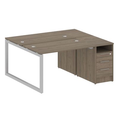 Metal System Quattro 5x5 50БО.РС-СТП-2.2 (Вяз благородный/Серый) Рабочая станция на О-образном м/к с опорной тумбой