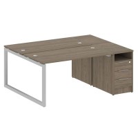 Metal System Quattro 5x5 50БО.РС-СТП-2.3 (Вяз благородный/Серый) Рабочая станция на О-образном м/к с опорной тумбой