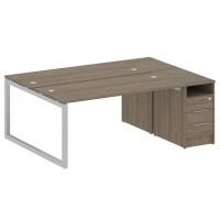 Metal System Quattro 5x5 50БО.РС-СТП-2.4 (Вяз благородный/Серый) Рабочая станция на О-образном м/к с опорной тумбой