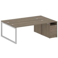 Metal System Quattro 5x5 50БО.РС-СТП-2.5 (Вяз благородный/Серый) Рабочая станция на О-образном м/к с опорной тумбой