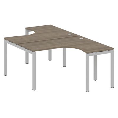 Metal System Quattro 5x5 50БП.РАС-СА-2.3 (Вяз благородный/Серый) Рабочая станция криволинейная на П-образном м/к