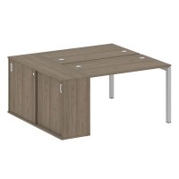 Metal System Quattro 5x5 50БП.РС-СШК-1.2 (Вяз благородный/Серый) Рабочая станция на П-образном м/к с опорным шкафом-купе