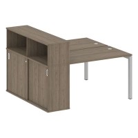 Metal System Quattro 5x5 50БП.РС-СШК-2.2 (Вяз благородный/Серый) Рабочая станция на П-образном м/к с опорным шкафом-купе