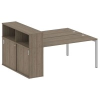 Metal System Quattro 5x5 50БП.РС-СШК-2.4 (Вяз благородный/Серый) Рабочая станция на П-образном м/к с опорным шкафом-купе