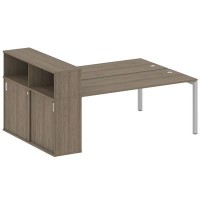 Metal System Quattro 5x5 50БП.РС-СШК-2.5 (Вяз благородный/Серый) Рабочая станция на П-образном м/к с опорным шкафом-купе