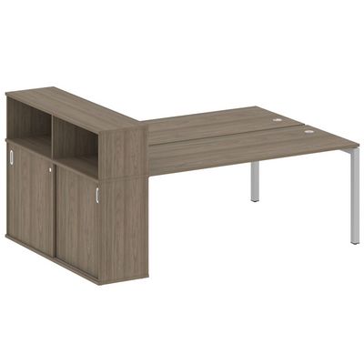 Metal System Quattro 5x5 50БП.РС-СШК-2.5 (Вяз благородный/Серый) Рабочая станция на П-образном м/к с опорным шкафом-купе