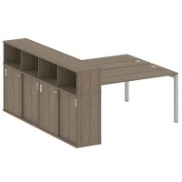 Metal System Quattro 5x5 50БП.РС-СШК-4.4 (Вяз благородный/Серый) Рабочая станция на П-образном м/к с опорным шкафом-купе