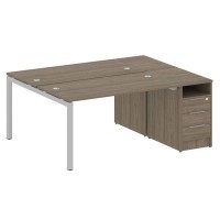 Metal System Quattro 5x5 50БП.РС-СТП-2.3 (Вяз благородный/Серый) Рабочая станция на П-образном м/к с опорной тумбой