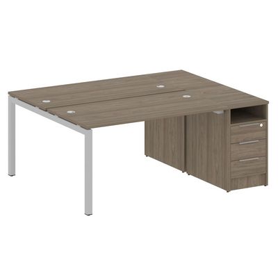 Metal System Quattro 5x5 50БП.РС-СТП-2.3 (Вяз благородный/Серый) Рабочая станция на П-образном м/к с опорной тумбой