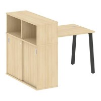 Metal System Style БА.РС-СШК-3.1 (Акация лорка/черный) Стол письменный на А-образном м/к с опорным шкафом-купе