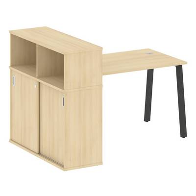 Metal System Style БА.РС-СШК-3.2 (Акация лорка/черный) Стол письменный на А-образном м/к с опорным шкафом-купе