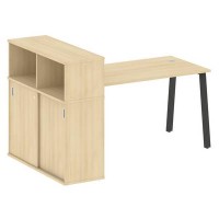 Metal System Style БА.РС-СШК-3.3 (Акация лорка/черный) Стол письменный на А-образном м/к с опорным шкафом-купе