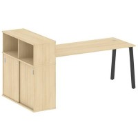 Metal System Style БА.РС-СШК-3.5 (Акация лорка/черный) Стол письменный на А-образном м/к с опорным шкафом-купе