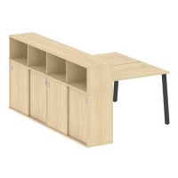 Metal System Style БА.РС-СШК-4.2 (Акация лорка/черный) Рабочая станция на А-образном м/к с опорным шкафом-купе