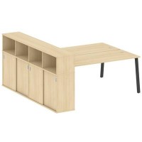 Metal System Style БА.РС-СШК-4.5 (Акация лорка/черный) Рабочая станция на А-образном м/к с опорным шкафом-купе