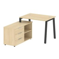 Metal System Style БА.РС-СТС-2.1 Л (Акация лорка/антрацит) Рабочая станция на А-образном м/к с опорной тумбой левая