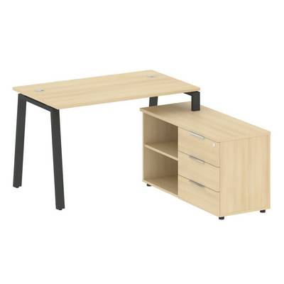 Metal System Style БА.РС-СТС-2.2 Пр (Акация лорка/черный) Рабочая станция на А-образном м/к с опорной тумбой правая