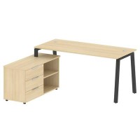 Metal System Style БА.РС-СТС-2.4 Л (Акация лорка/антрацит) Рабочая станция на А-образном м/к с опорной тумбой левая